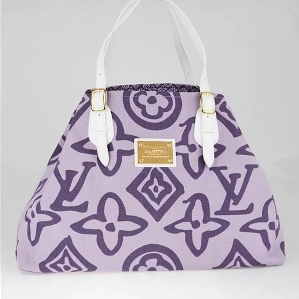 Authentic Louis Vuitton limited Edition Tahitienne Cabas GM Lilac Tote Bag